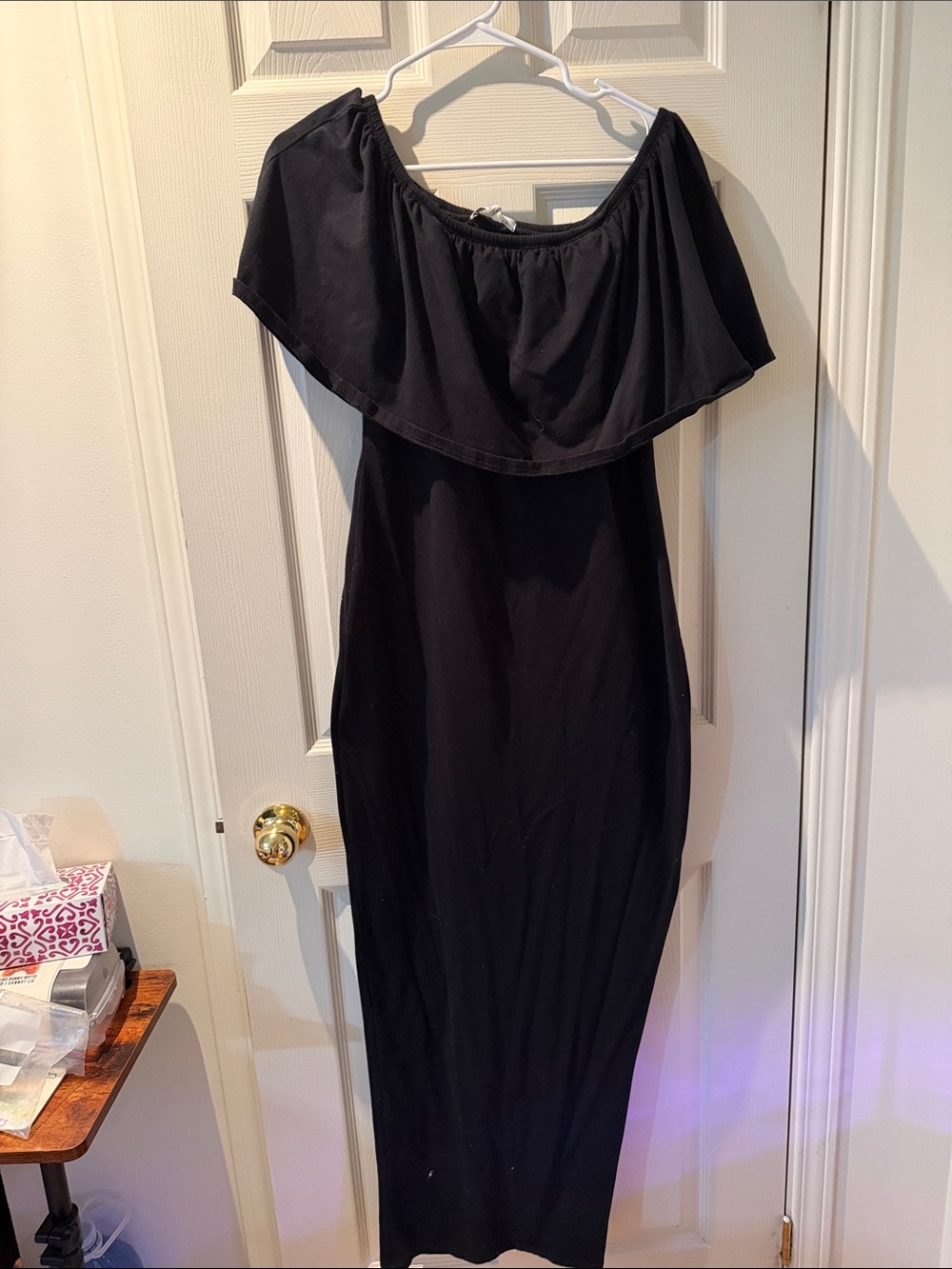 183 - Rebdolls Black Off-Shoulder Ruffle Maxi Dress
